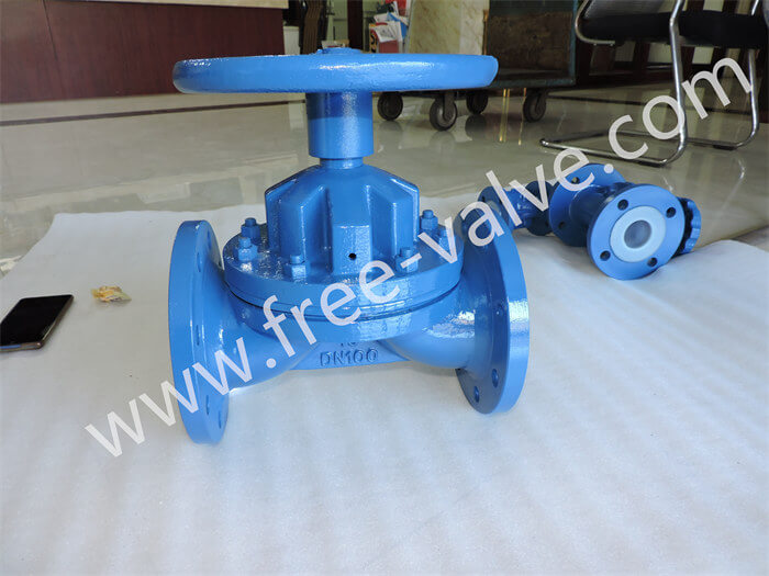 Flange end FRG41F46 PFA fluorine lined diaphragm valve with maual handwheel