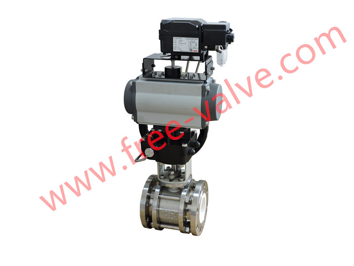 FRQV641TC Pneumatic V Port Ceramic Lined ball valve For Corrosive Slurry