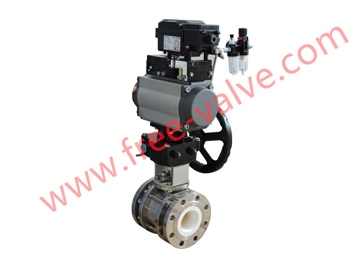 FRQV641TC Pneumatic V Port Ceramic Lined ball valve For Corrosive Slurry