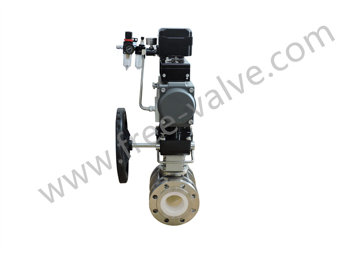 Flanged V port Ceramic Lined Composite Ball Valve with Pneumatic operating