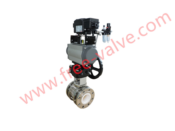 Pneumatic Operated Ceramic Lined Control Ball Valve with V Type port Ball