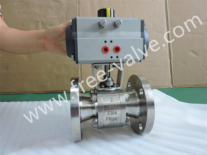 FRQV641TC Flanged Pneumatic V Port Ceramic Lined ball valves for Paper Pulp