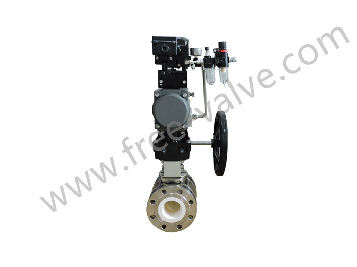 Pneumatic Flanged Ceramic Fully Lined Segment Ball Control Valve for Abrasive Corrosive Media