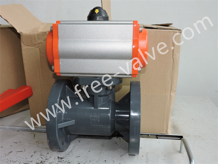 Pneumatic operated Integral One Piece Flanged Plastic Ball Valve For Chemical Industry