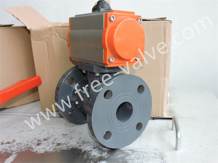 Pneumatic operated Integral One Piece Flanged Plastic Ball Valve For Chemical Industry