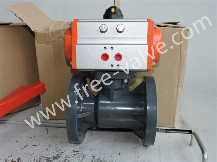 Pneumatic operated Integral One Piece Flanged Plastic Ball Valve For Chemical Industry