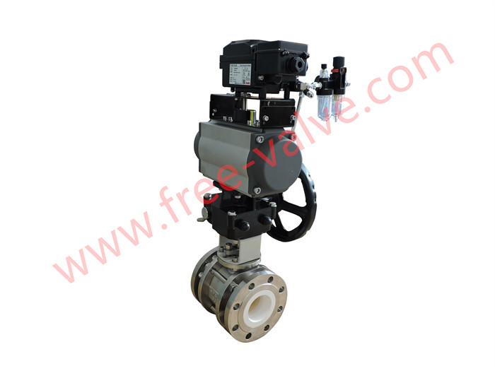 Corrosion Resistant V port Ceramic Lined Floating Ball Valve with Pneumatic Actuator