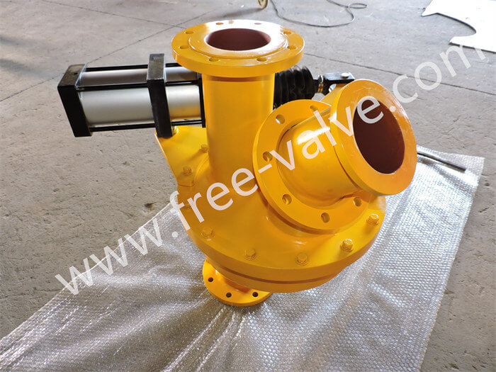 Pneumatic Flanged Three-Way Changeover Ceramic Lined Gate Valve