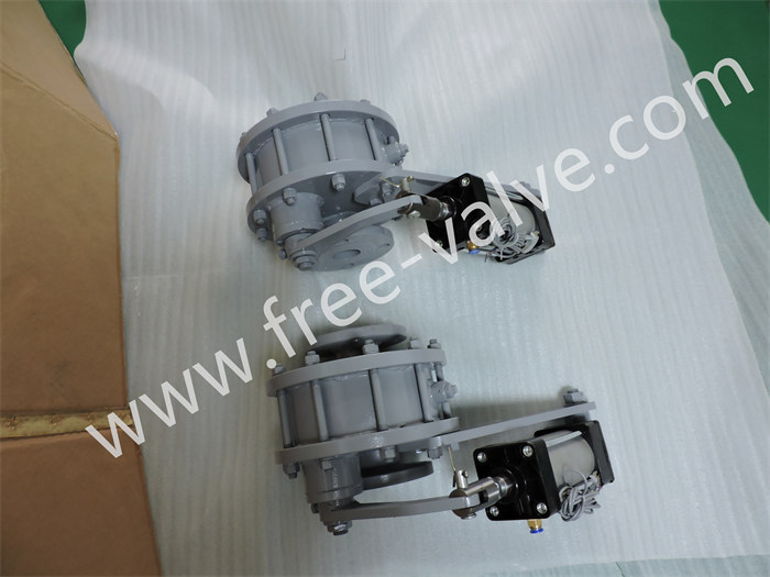 DN50 Pneumatic Ceramic Rotary Double Disc Gate Valves FRXZ644TC for Fly ash