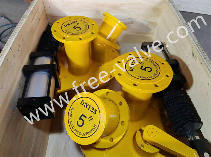 Pneumatic Flanged Ceramic Lined Three-way Changeover Gate Valve