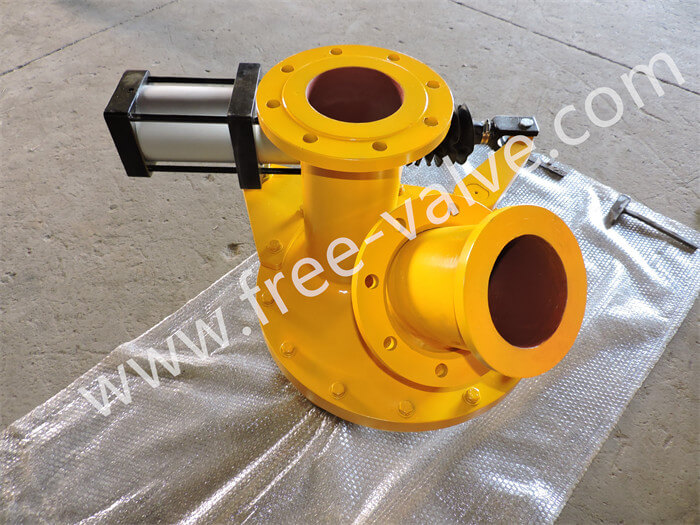 Pneumatic Flanged Ceramic Lined Three-way Changeover Gate Valve