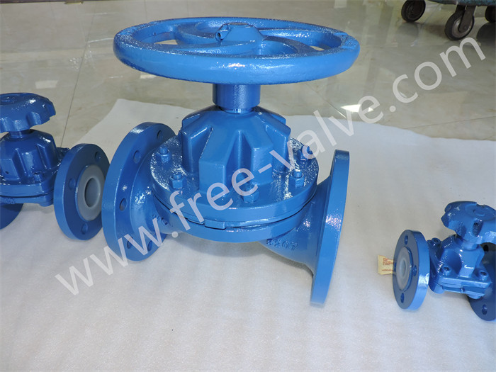 Fully PTFE FEP lined weir type diaphragm valve