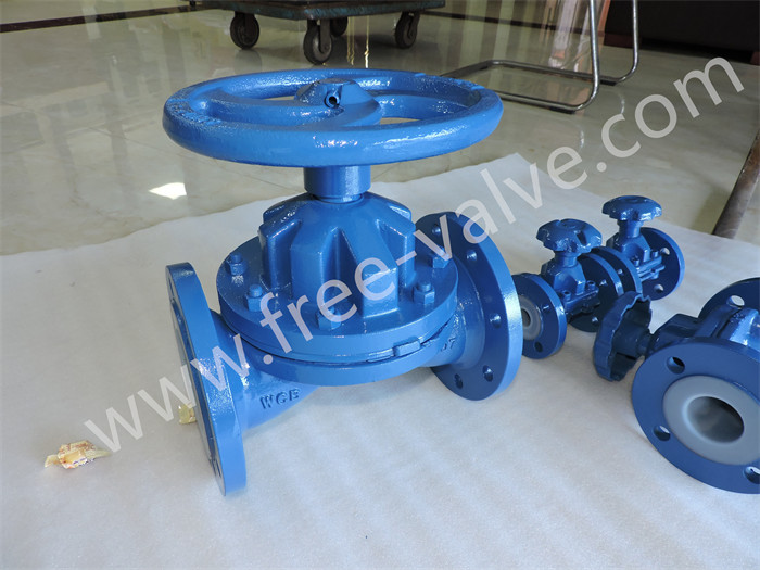 Fully PTFE FEP lined weir type diaphragm valve